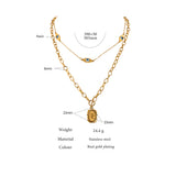 Portrait Head Pendant Necklace Stainless Steel Eye Chain Double Layered Jewelry