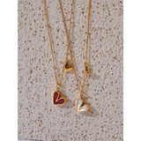 Red Enamel Shell Heart Pendant Necklace Jewelry
