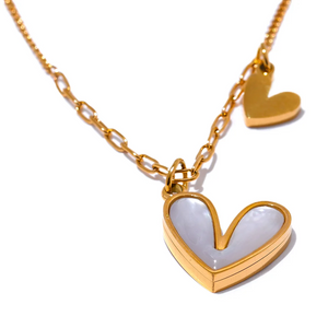 Red Enamel Shell Heart Pendant Necklace Jewelry