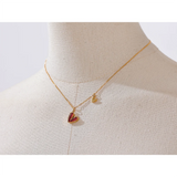 Red Enamel Shell Heart Pendant Necklace Jewelry