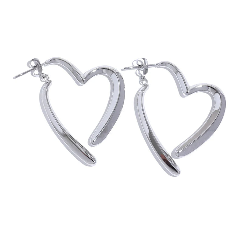 Minimalist Stainless Steel Heart Love Hoop Earrings