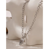 Romantic Heart Lock Pendant Stainless Steel Necklace for Women