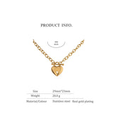 Romantic Heart Lock Pendant Stainless Steel Necklace for Women