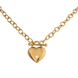 Romantic Heart Lock Pendant Stainless Steel Necklace for Women