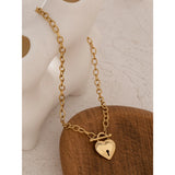 Romantic Heart Lock Pendant Stainless Steel Necklace for Women