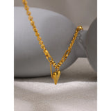 Romantic Heart Pendant Necklace High Stainless Steel 18K Metal Texture Choker