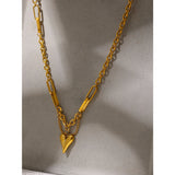 Romantic Heart Pendant Necklace High Stainless Steel 18K Metal Texture Choker