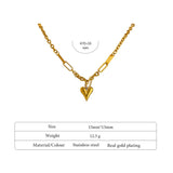 Romantic Heart Pendant Necklace High Stainless Steel 18K Metal Texture Choker