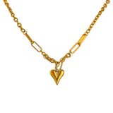 Romantic Heart Pendant Necklace High Stainless Steel 18K Metal Texture Choker
