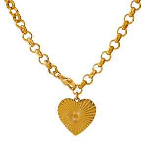 Romantic Heart Rose Flower Pendant Necklace Stainless Steel Necklace