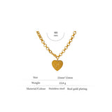 Romantic Heart Rose Flower Pendant Necklace Stainless Steel Necklace