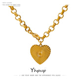 Romantic Heart Rose Flower Pendant Necklace Stainless Steel Necklace