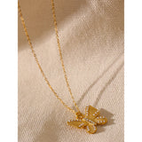 Romantic Pearls Butterfly Pendant Necklace Charm