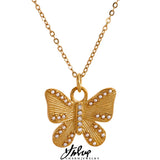 Romantic Pearls Butterfly Pendant Necklace Charm