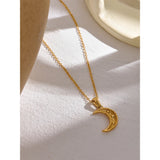 Romantic Moon Zircon CZ Pendant Necklace Golden Jewelry
