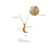 Romantic Moon Zircon CZ Pendant Necklace Golden Jewelry