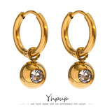 CZ Hoop Earrings Stainless Steel Huggie Jewelry for Women