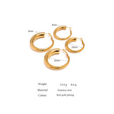 Golden Huggie Earrings Stainless Steel Minimalist Metal Texture