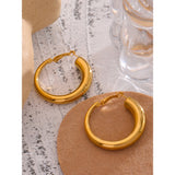 Golden Huggie Earrings Stainless Steel Minimalist Metal Texture