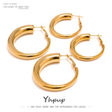 Golden Huggie Earrings Stainless Steel Minimalist Metal Texture
