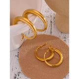Golden Huggie Earrings Stainless Steel Minimalist Metal Texture
