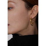 Golden Huggie Earrings Stainless Steel Minimalist Metal Texture