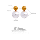 Round Simulated Pearls Stud Earrings Stainless Steel Jewelry Women Gift