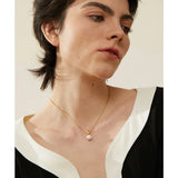 Shell Pearls Pendant Stainless Steel Golden Necklace Charm High Jewelry