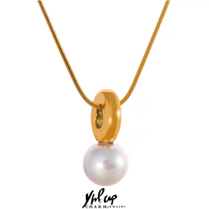 Shell Pearls Pendant Stainless Steel Golden Necklace Charm High Jewelry