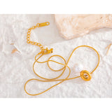 Shell Pearls Pendant Stainless Steel Golden Necklace Charm High Jewelry