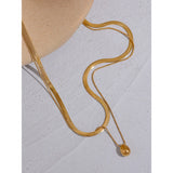 Double Layer Water Drop Pendant Necklace - 18k Stainless Steel Jewelry