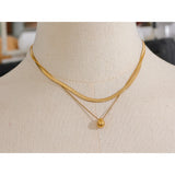 Double Layer Water Drop Pendant Necklace - 18k Stainless Steel Jewelry