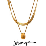 Double Layer Water Drop Pendant Necklace - 18k Stainless Steel Jewelry