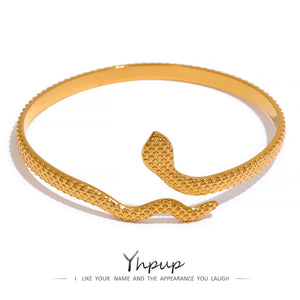 Snake 316 Stainless Steel Bangle Women Golden Wrist Jewelry