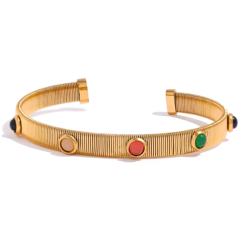 Adjustable Cuff Bangle Bracelet 18K Pvd Plated Stainless Steel Women Jewelry