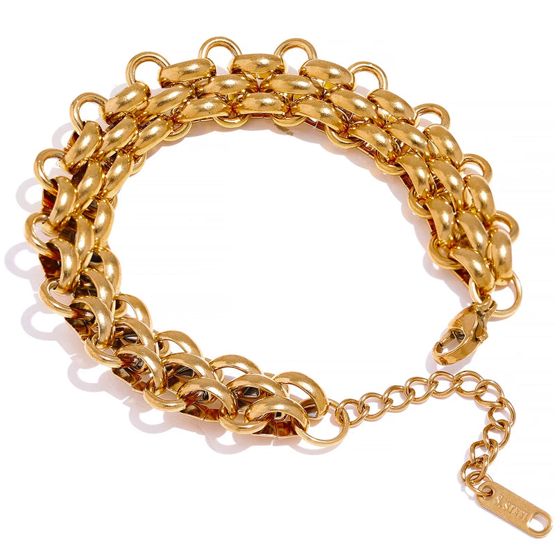 Stainless Steel 18k Cuban Chain Bracelet Bangle