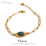 Stainless Steel African Turquoise Chain Bracelet for Women