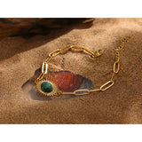 Stainless Steel African Turquoise Chain Bracelet for Women
