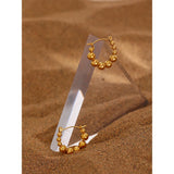 Stainless Steel Bead Hoop Earrings 18K Plated Round Hollow Earrings