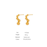 Stainless Steel Bead Stud Earrings for Women High 18K Metal Geometric Jewelry