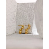 Stainless Steel Bead Stud Earrings for Women High 18K Metal Geometric Jewelry