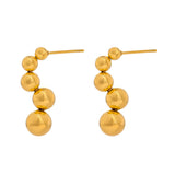 Stainless Steel Bead Stud Earrings for Women High 18K Metal Geometric Jewelry