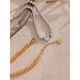 Stainless Steel Heart Charm Bracelet Bangle for Women