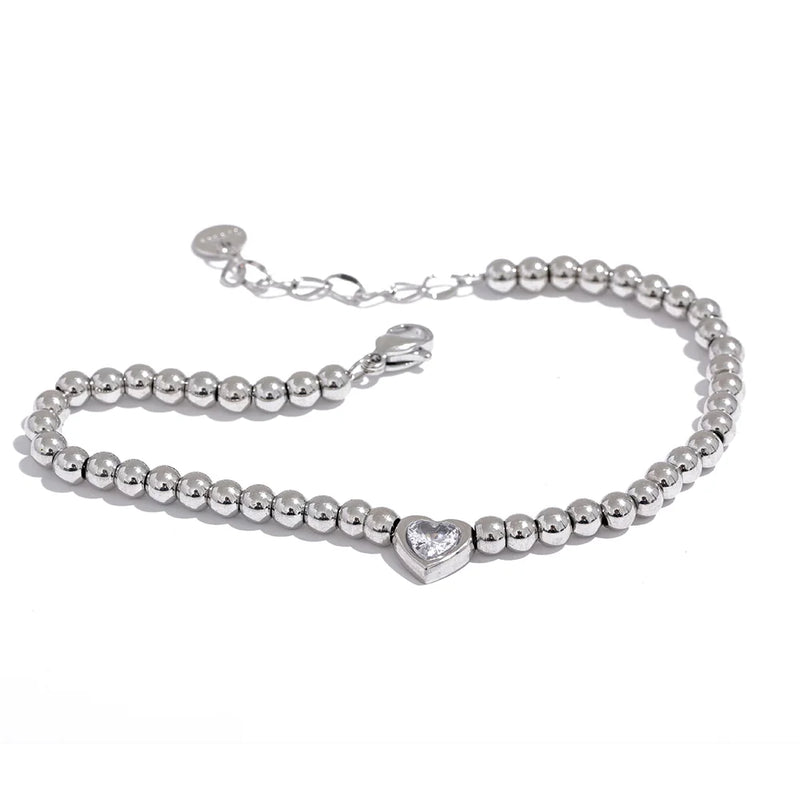 Stainless Steel Heart Charm Bracelet Bangle for Women