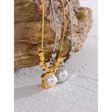 Square Pendant Pearl Necklace Silver Jewelry