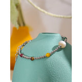 Stainless Steel Beads Bracelet Bangle Women Natural Stone Jewelry