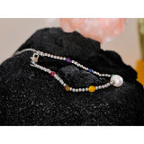 Stainless Steel Beads Bracelet Bangle Women Natural Stone Jewelry