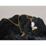 Butterfly Pendant Necklace with Natural Shell Inlay