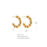 Stainless Steel C Shape Hoop Earrings 18K Gold Plated for Women