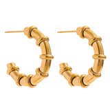 Stainless Steel C Shape Hoop Earrings 18K Gold Plated for Women